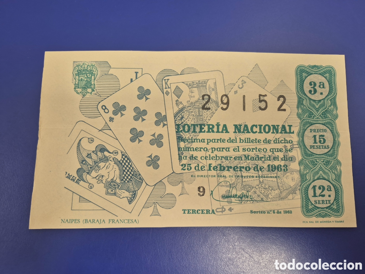 Loter&iacute;a Nacional: LOTERIA NACIONAL SORTEO 6 DE 1963 SERIE 12