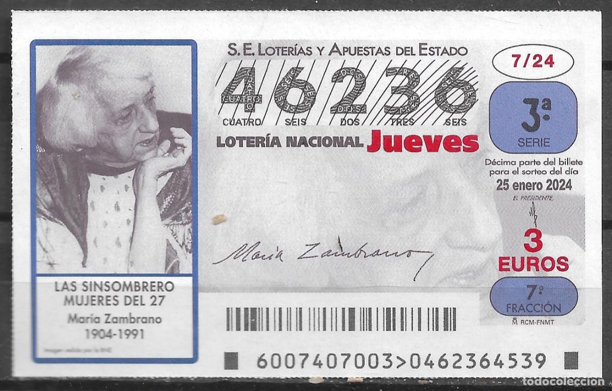 Loter&iacute;a Nacional: LOTERIA DEL JUEVES,25/01/2024.