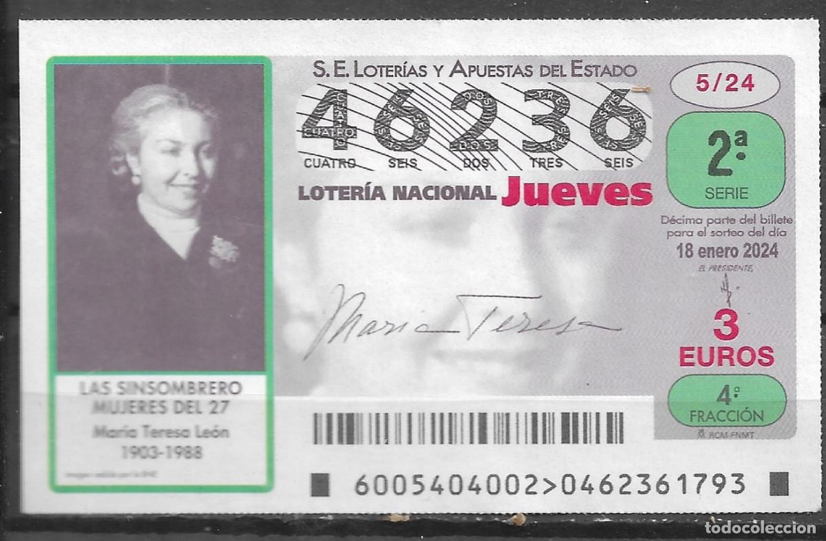 Loter&iacute;a Nacional: LOTERIA DEL JUEVES,18/01/2024.