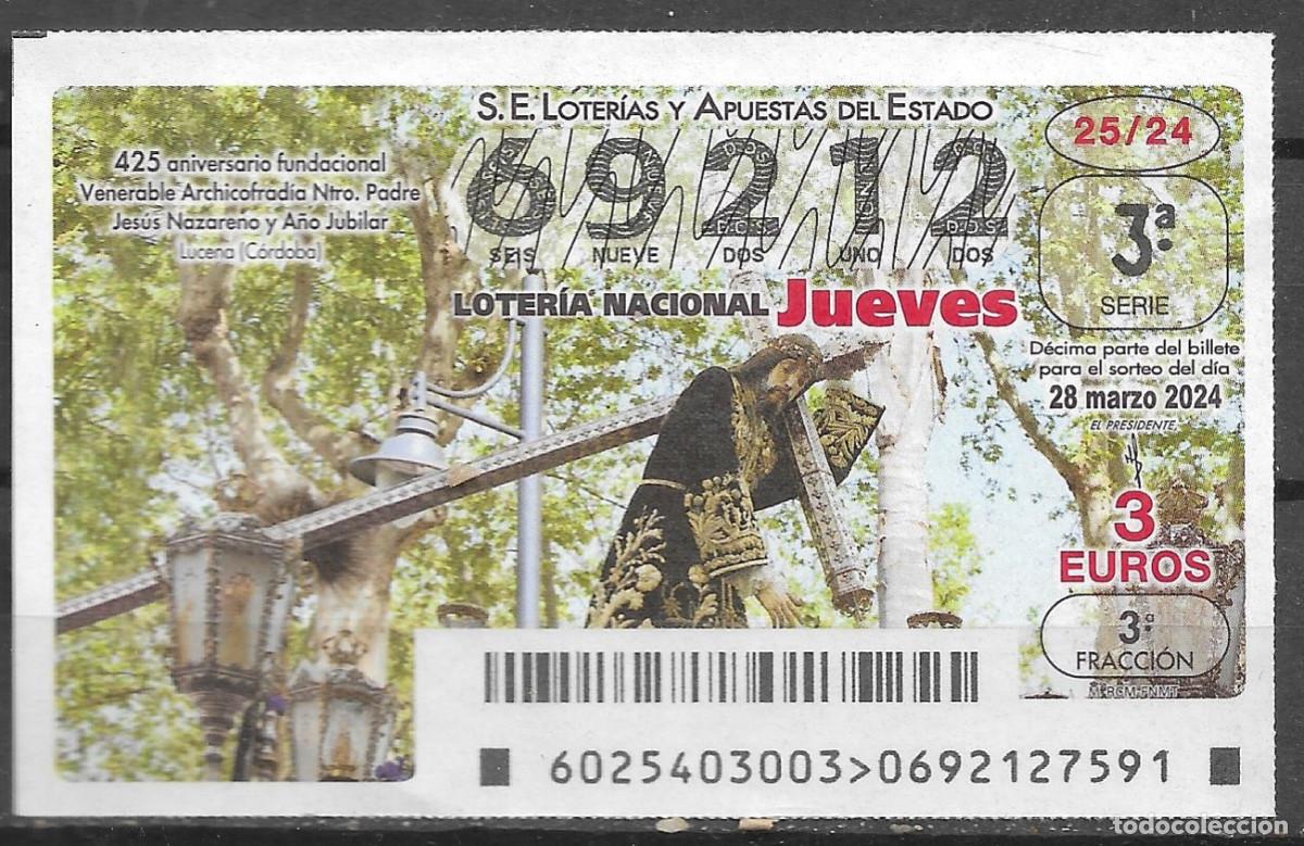 Loter&iacute;a Nacional: LOTERIA DEL JUEVES,28/03/2024.