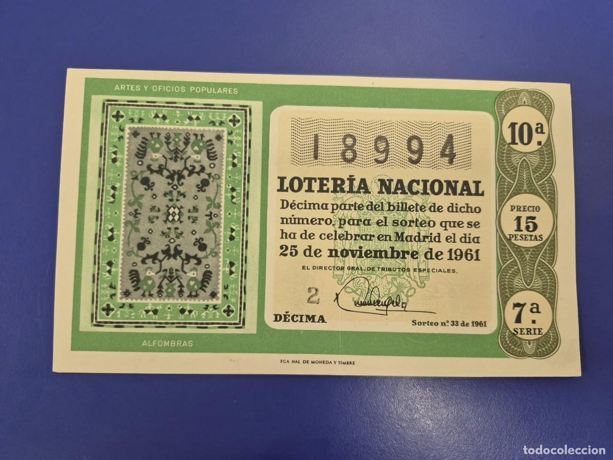 Loter&iacute;a Nacional: LOTERIA NACIONAL SORTEO 33 DE 1961 SERIE 7