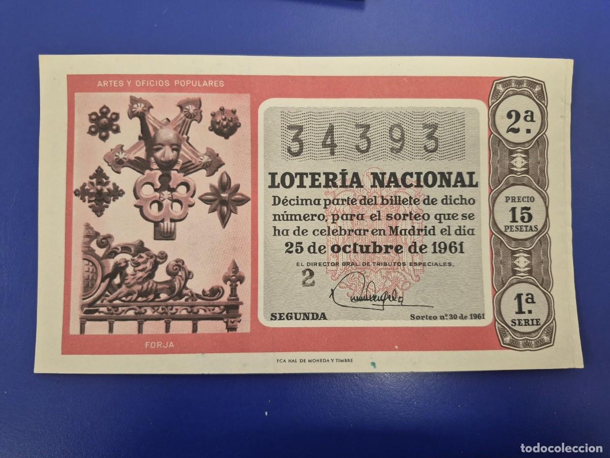 Loter&iacute;a Nacional: LOTERIA NACIONAL SORTEO 30 DE 1961 SERIE 1