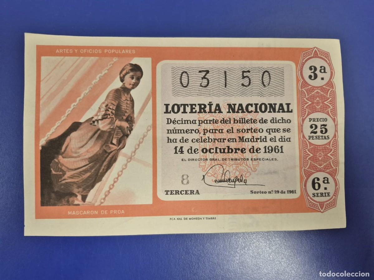 Loter&iacute;a Nacional: LOTERIA NACIONAL SORTEO 29 DE 1961 SERIE 6
