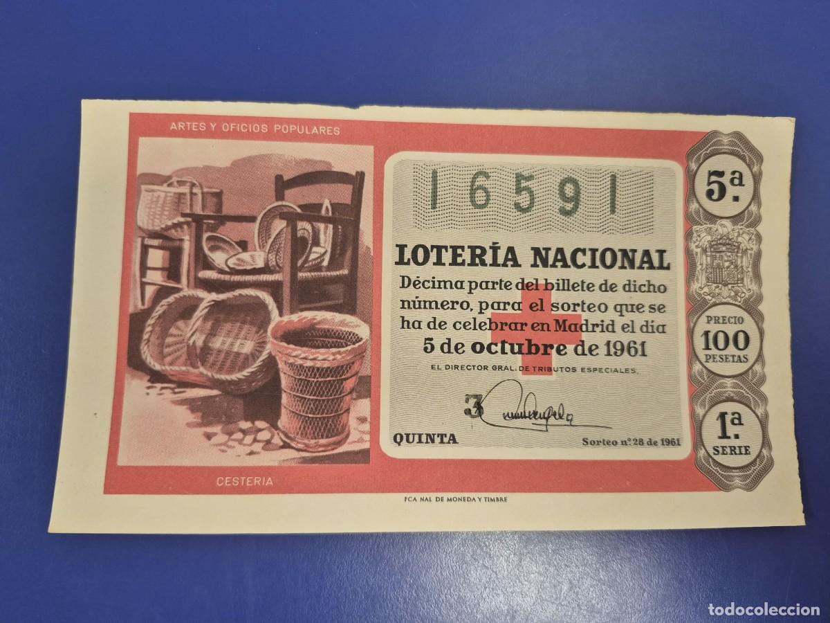Loter&iacute;a Nacional: LOTERIA NACIONAL SORTEO 28 DE 1961 CRUZ ROJA SERIE 1