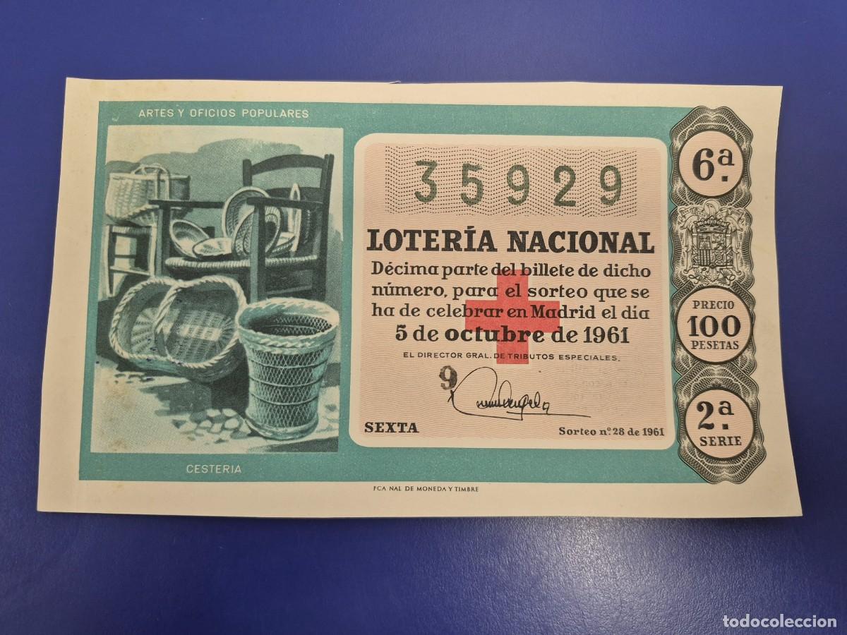 Loter&iacute;a Nacional: LOTERIA NACIONAL SORTEO 28 DE 1961 CRUZ ROJA SERIE 2
