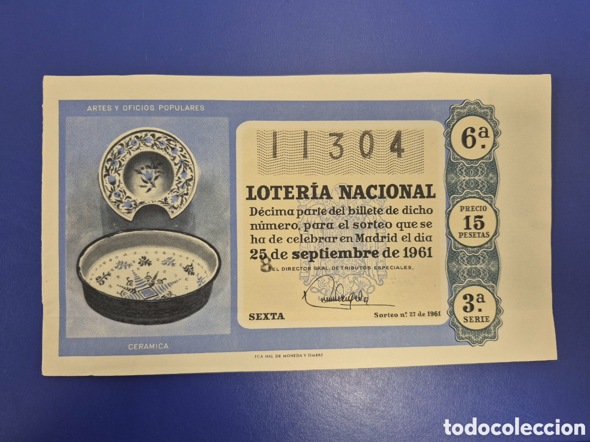 Loter&iacute;a Nacional: LOTERIA NACIONAL SORTEO 27 DE 1961 SERIE 3