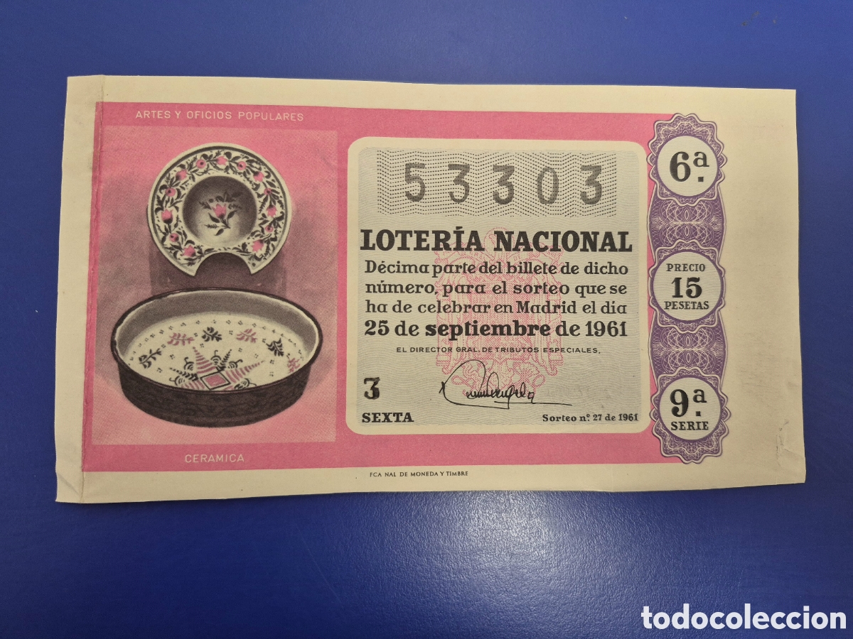 Loter&iacute;a Nacional: LOTERIA NACIONAL SORTEO 27 DE 1961 SERIE 9
