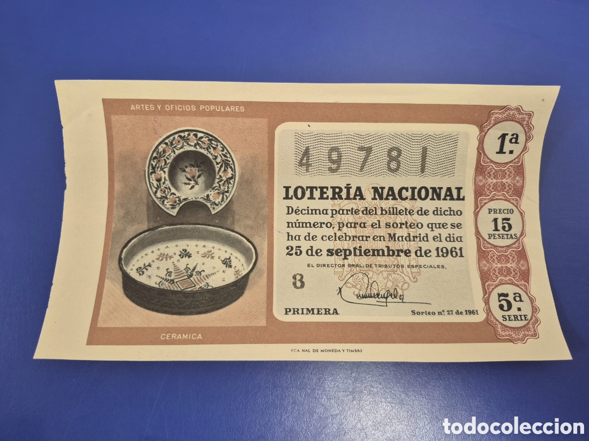 Loter&iacute;a Nacional: LOTERIA NACIONAL SORTEO 27 DE 1961 SERIE 5