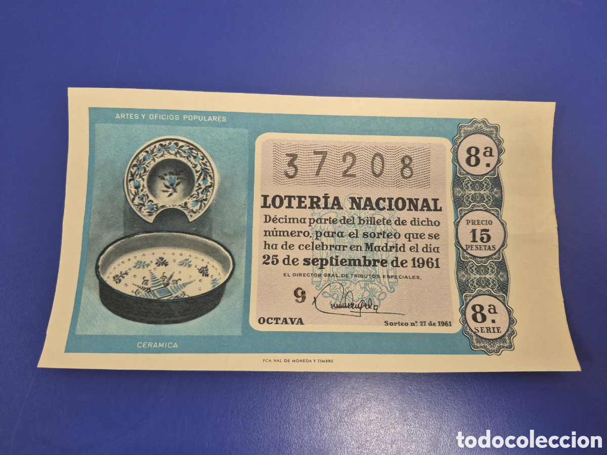 Loter&iacute;a Nacional: LOTERIA NACIONAL SORTEO 27 DE 1961 SERIE 8