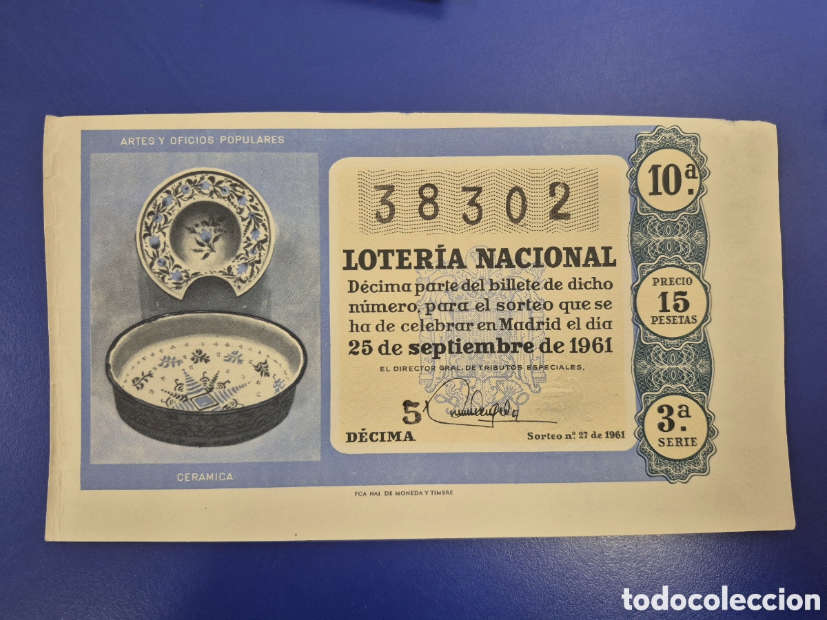 Loter&iacute;a Nacional: LOTERIA NACIONAL SORTEO 27 DE 1961 SERIE 3