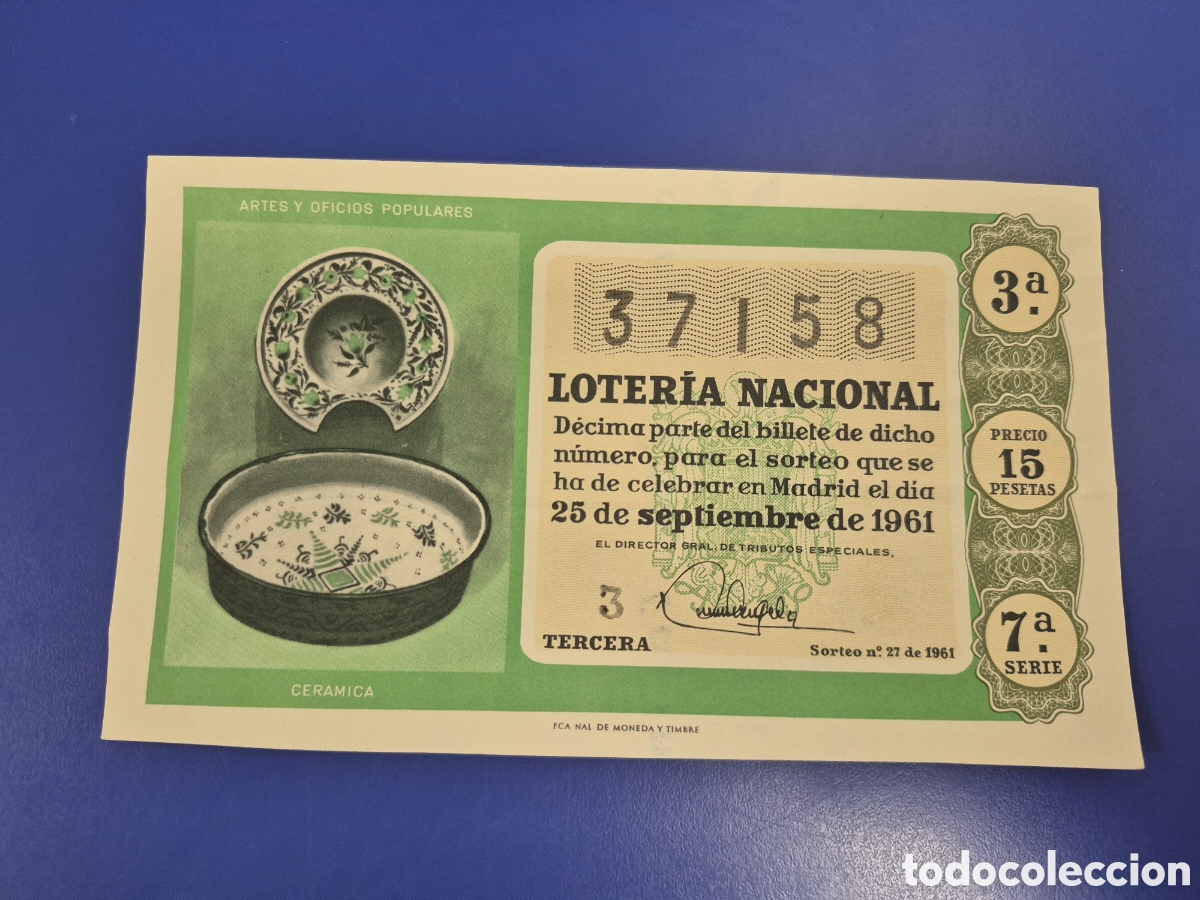 Loter&iacute;a Nacional: LOTERIA NACIONAL SORTEO 27 DE 1961 SERIE 7