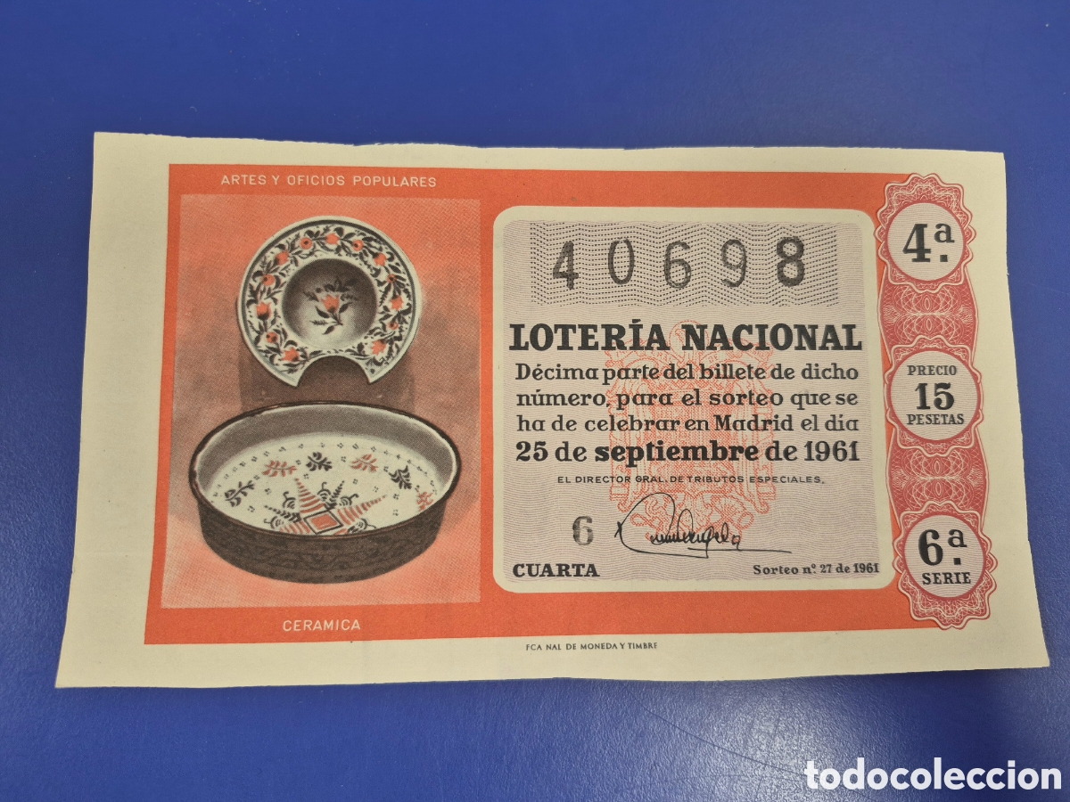 Loter&iacute;a Nacional: LOTERIA NACIONAL SORTEO 27 DE 1961 SERIE 6