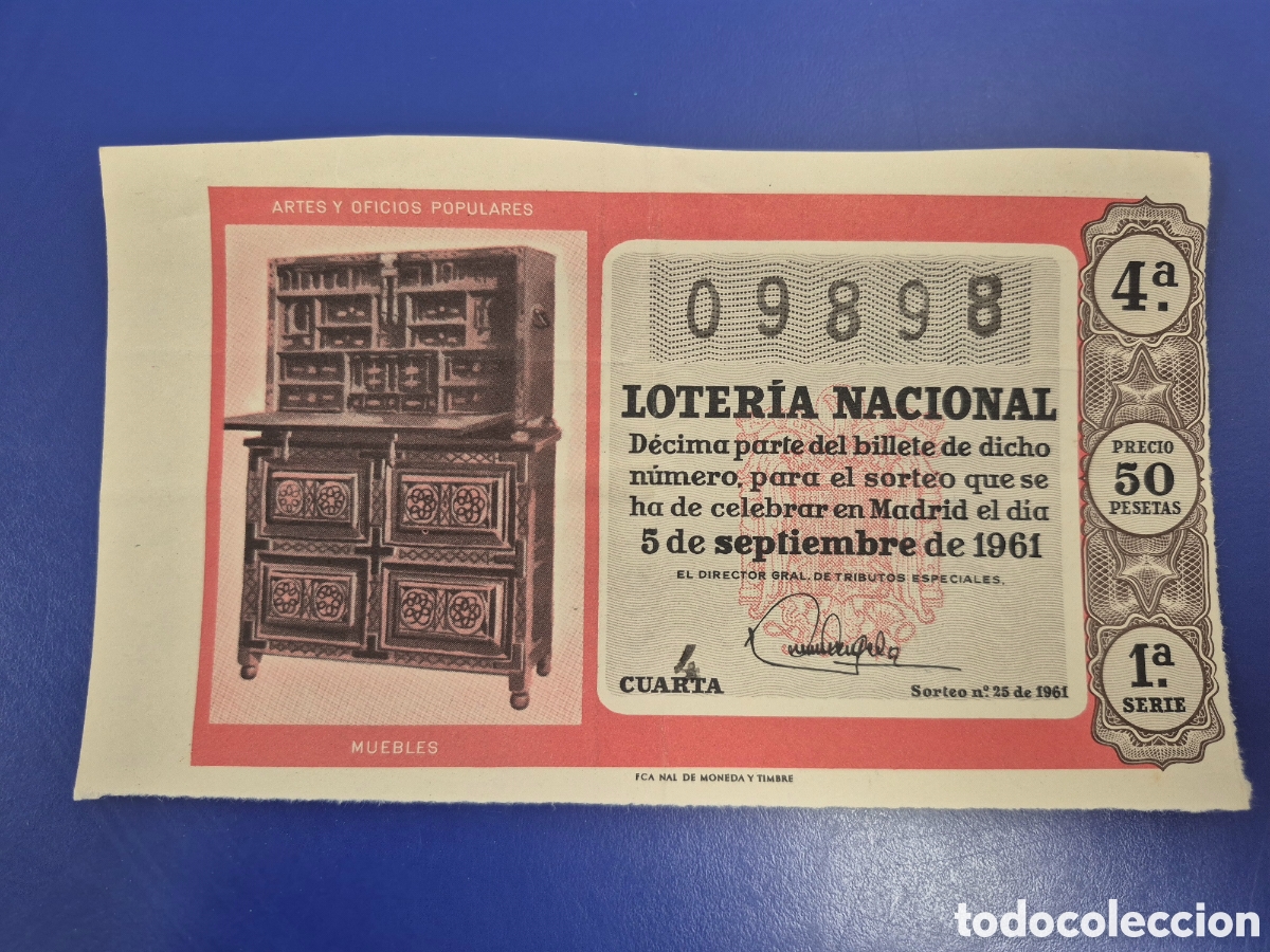 Loter&iacute;a Nacional: LOTERIA NACIONAL SORTEO 25 DE 1961 SERIE 1