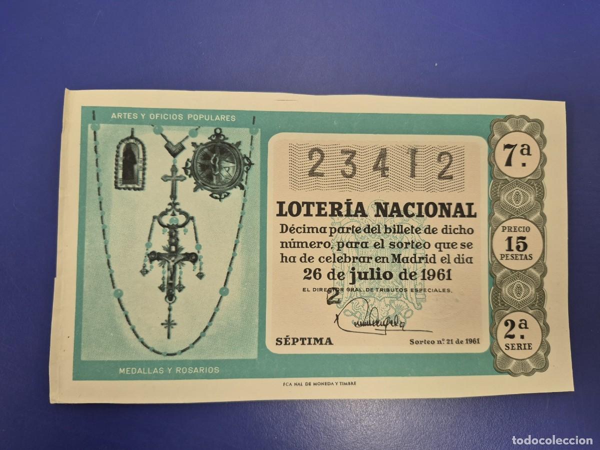 Loter&iacute;a Nacional: LOTERIA NACIONAL SORTEO 21 DE 1961 SERIE 2