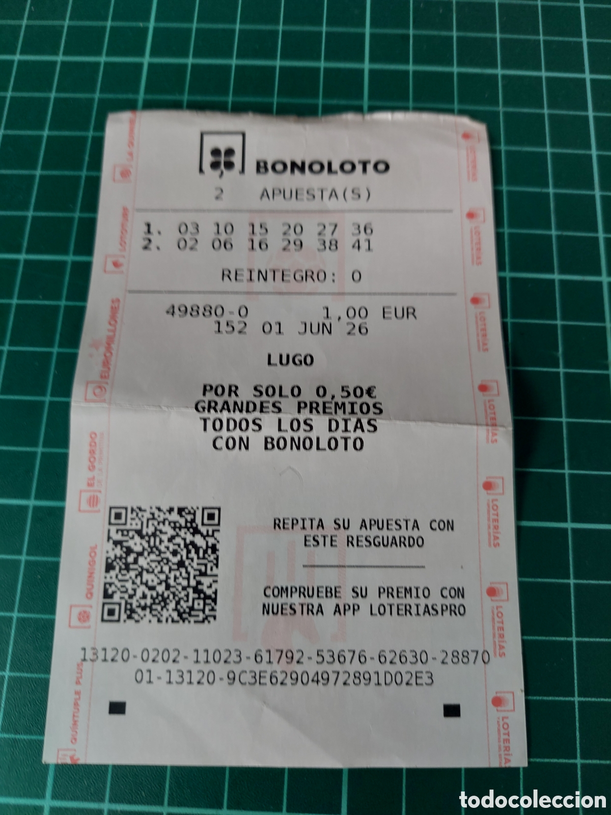 Loter&iacute;a Nacional: BOLETO BONOLOTO LUGO JUNIO 2026