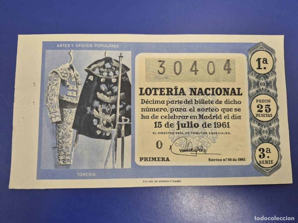 Loter&iacute;a Nacional: LOTERIA NACIONAL SORTEO 20 DE 1961 SERIE 3