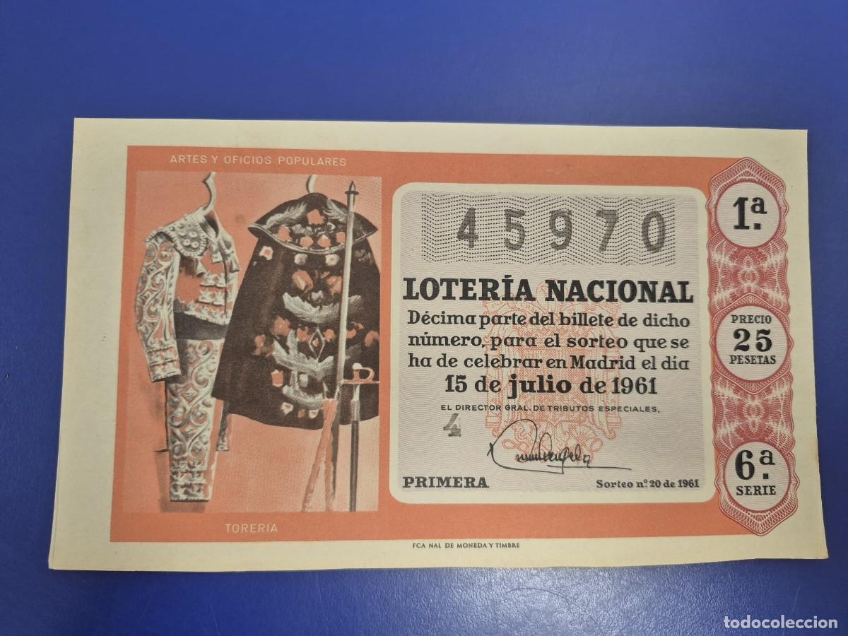 Loter&iacute;a Nacional: LOTERIA NACIONAL SORTEO 20 DE 1961 SERIE 6