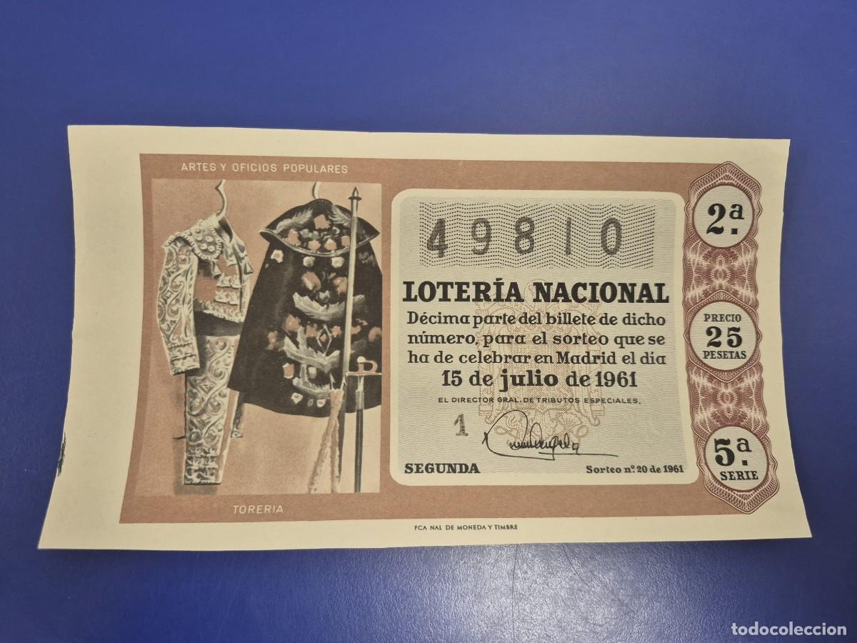Loter&iacute;a Nacional: LOTERIA NACIONAL SORTEO 20 DE 1961 SERIE 5