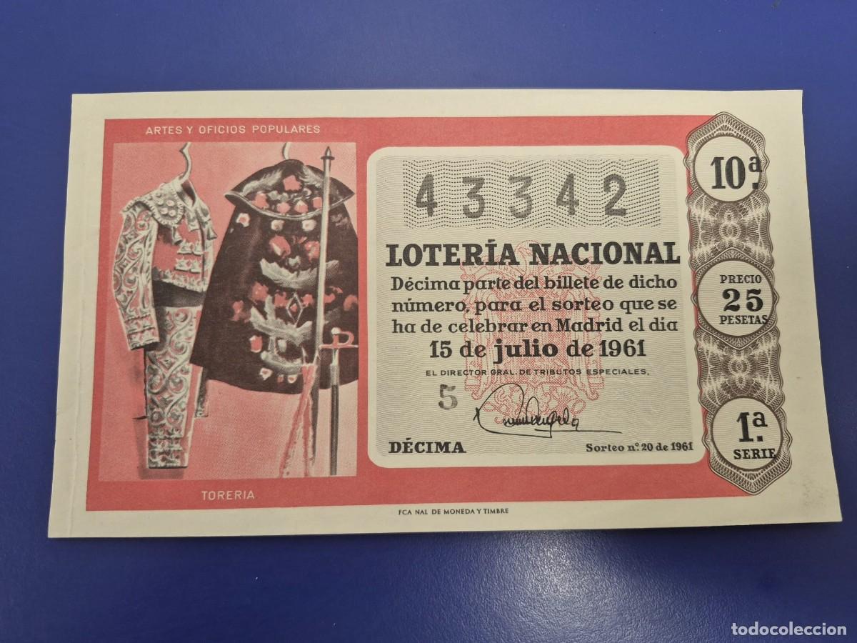 Loter&iacute;a Nacional: LOTERIA NACIONAL SORTEO 20 DE 1961 SERIE 1
