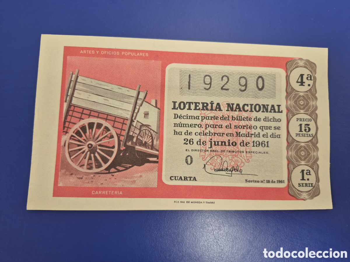 Loter&iacute;a Nacional: LOTERIA NACIONAL SORTEO 18 DE 1961 SERIE 1