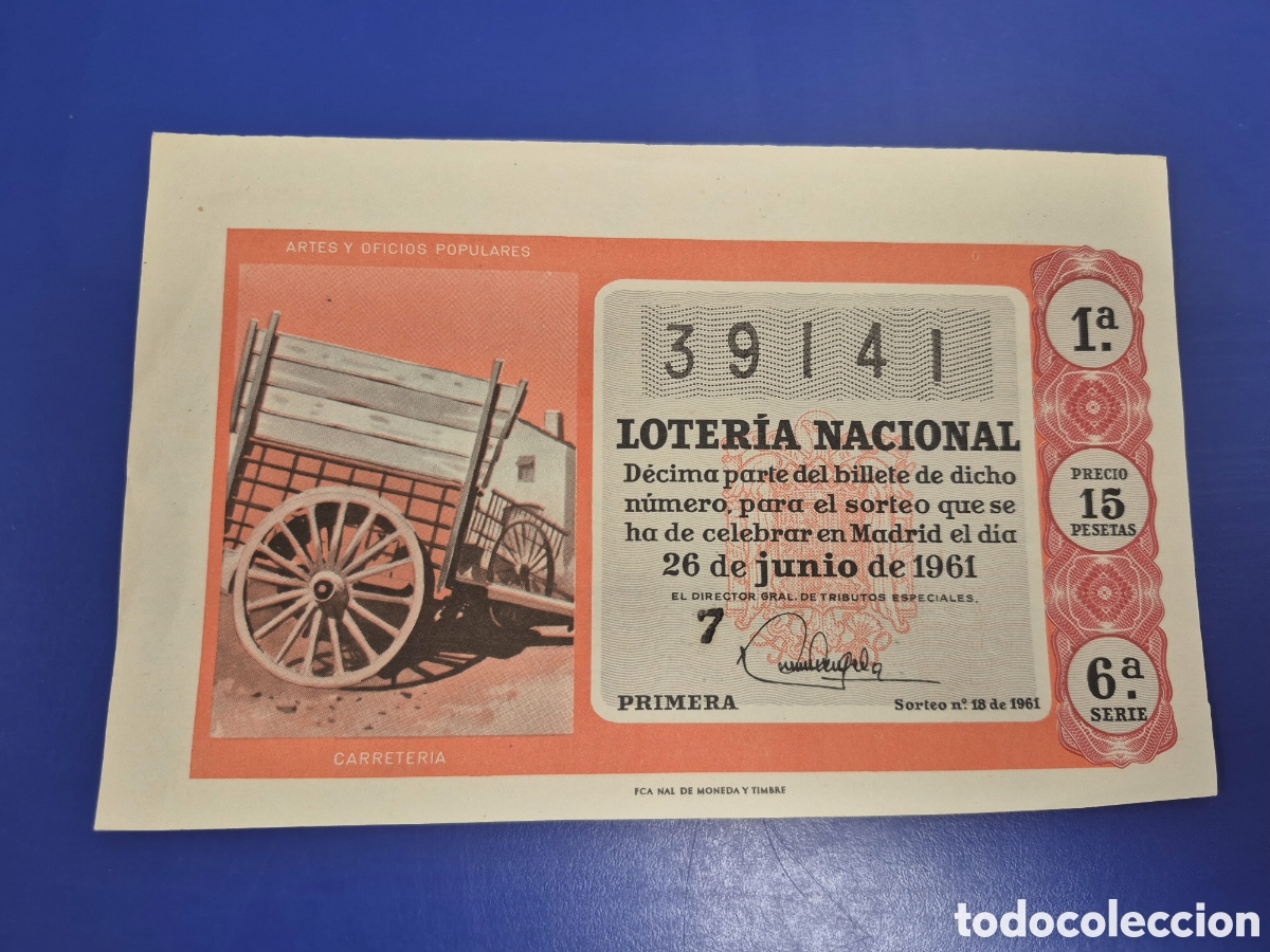 Loter&iacute;a Nacional: LOTERIA NACIONAL SORTEO 18 DE 1961 SERIE 2