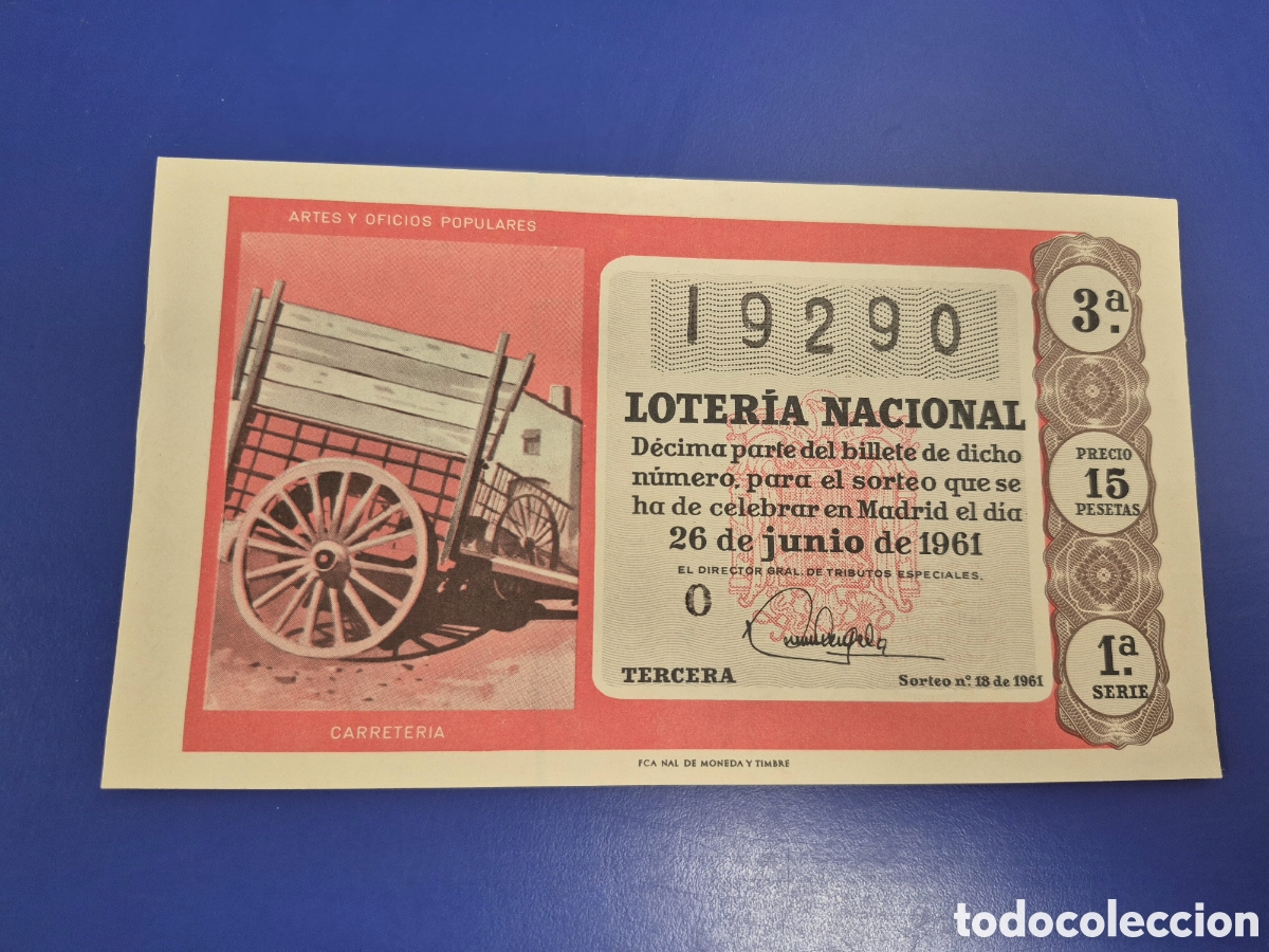 Loter&iacute;a Nacional: LOTERIA NACIONAL SORTEO 18 DE 1961 SERIE 1