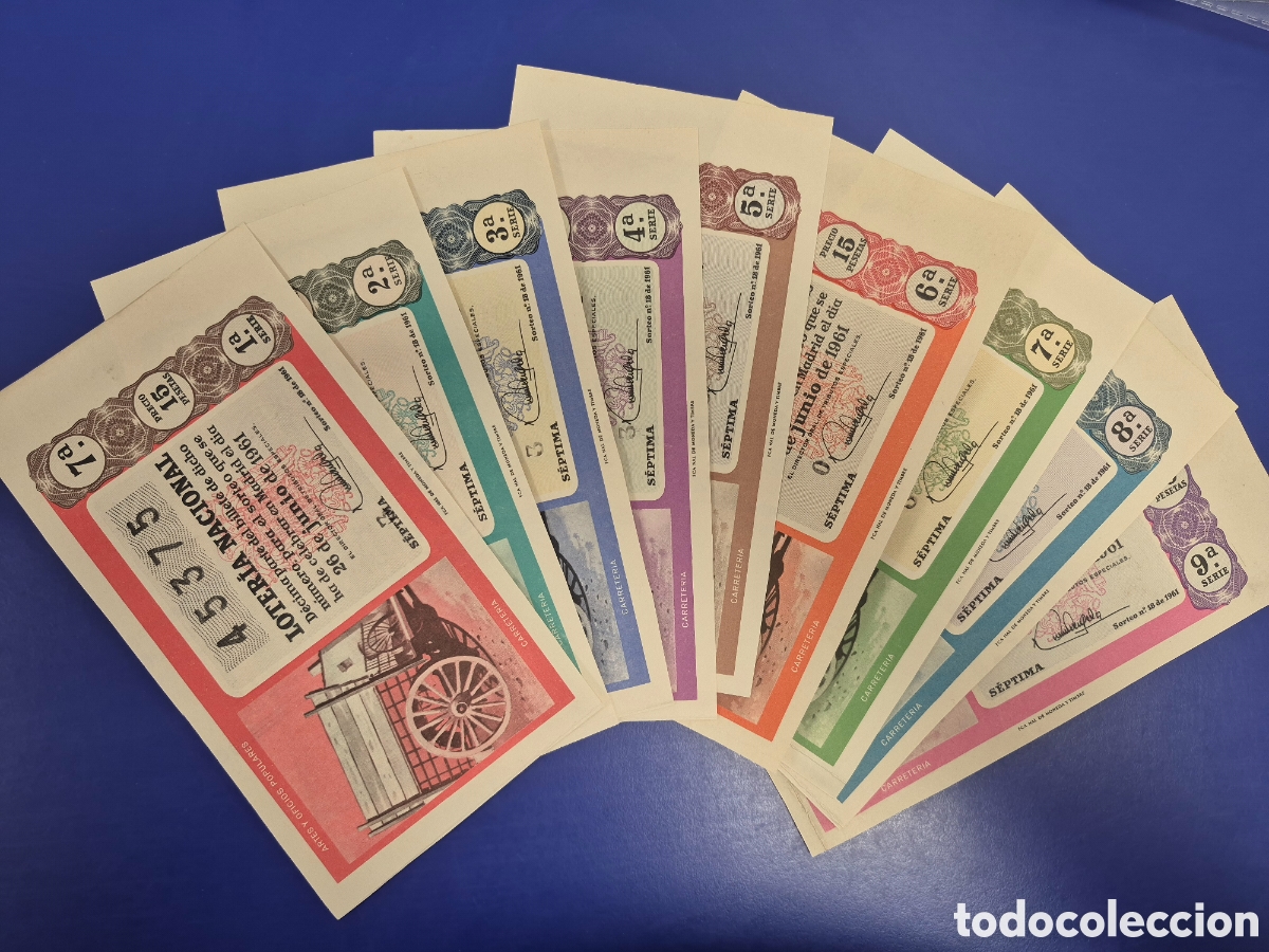 Loter&iacute;a Nacional: LOTERIA NACIONAL SORTEO 18 DE 1961 SERIE COMPLETA