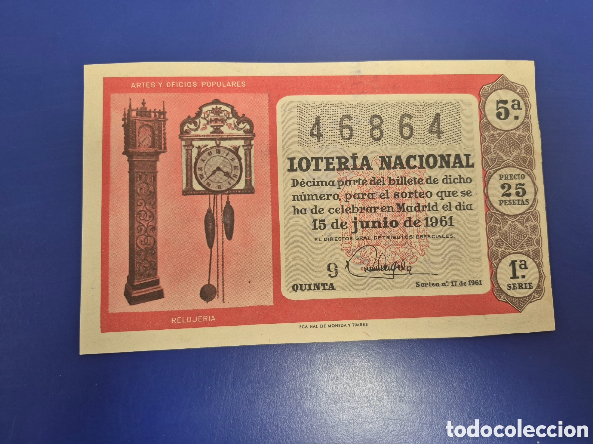 Loter&iacute;a Nacional: LOTERIA NACIONAL SORTEO 17 DE 1961 SERIE 1