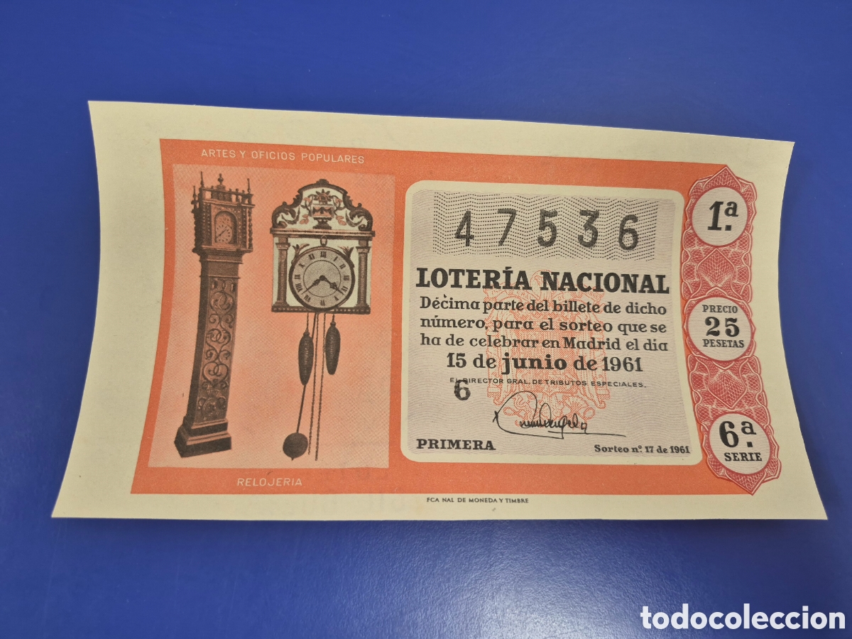 Loter&iacute;a Nacional: LOTERIA NACIONAL SORTEO 18 DE 1961 SERIE 6