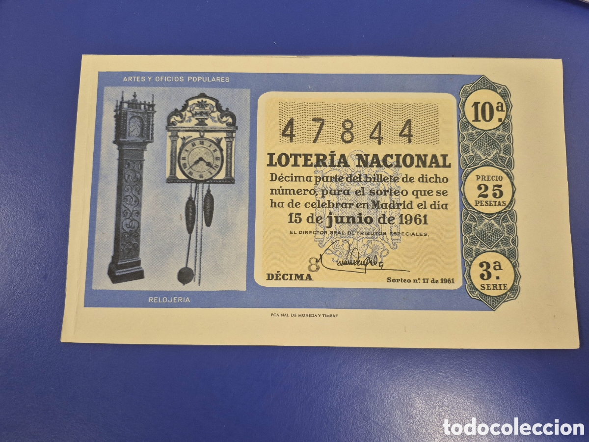 Loter&iacute;a Nacional: LOTERIA NACIONAL SORTEO 18 DE 1961 SERIE 3