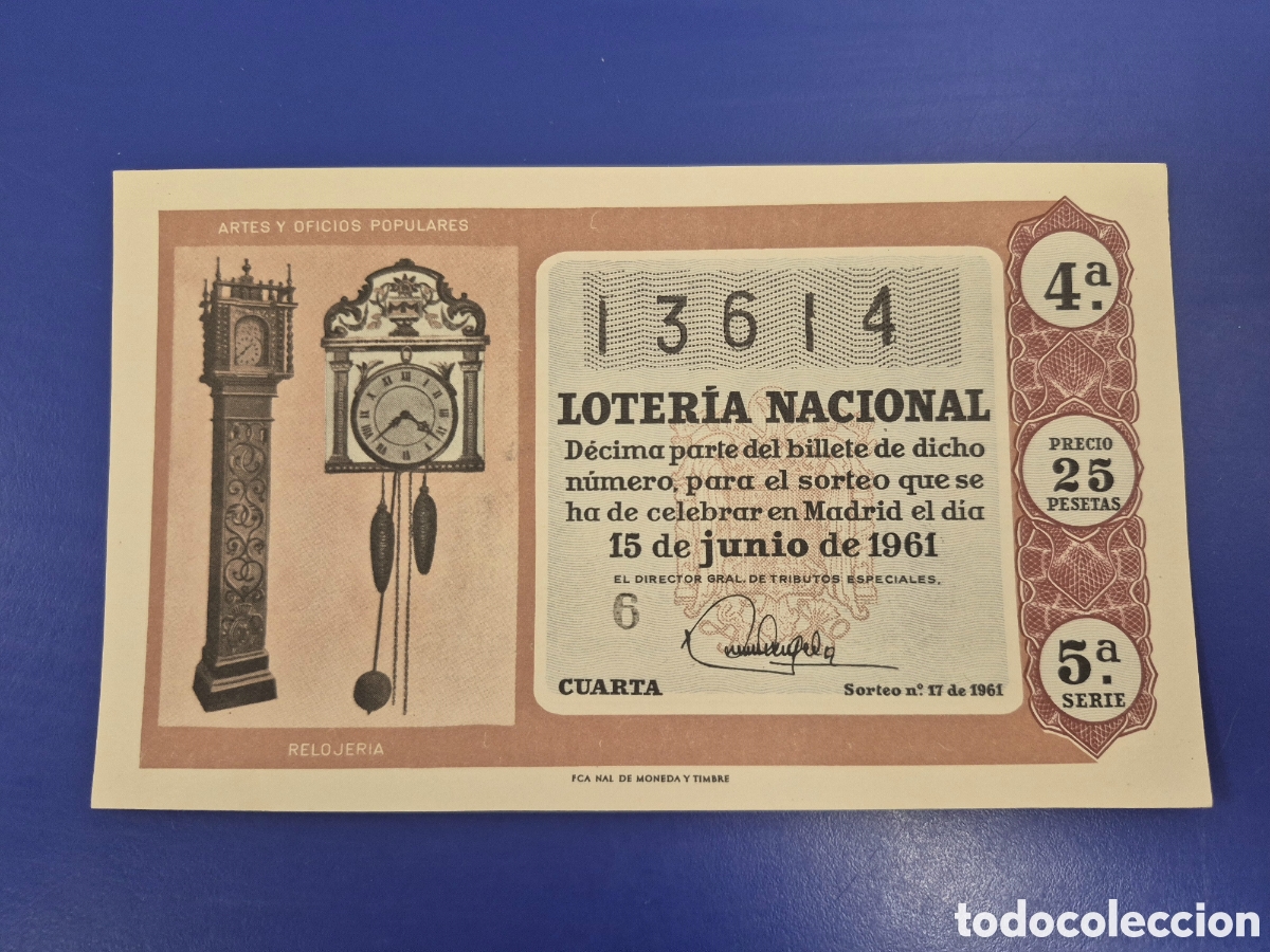 Loter&iacute;a Nacional: LOTERIA NACIONAL SORTEO 18 DE 1961 SERIE 5