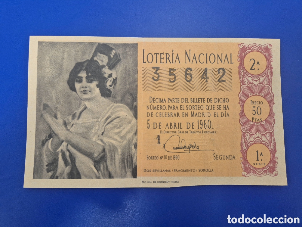 Loter&iacute;a Nacional: LOTERIA NACIONAL SORTEO 10 DE 1960 SERIE 1