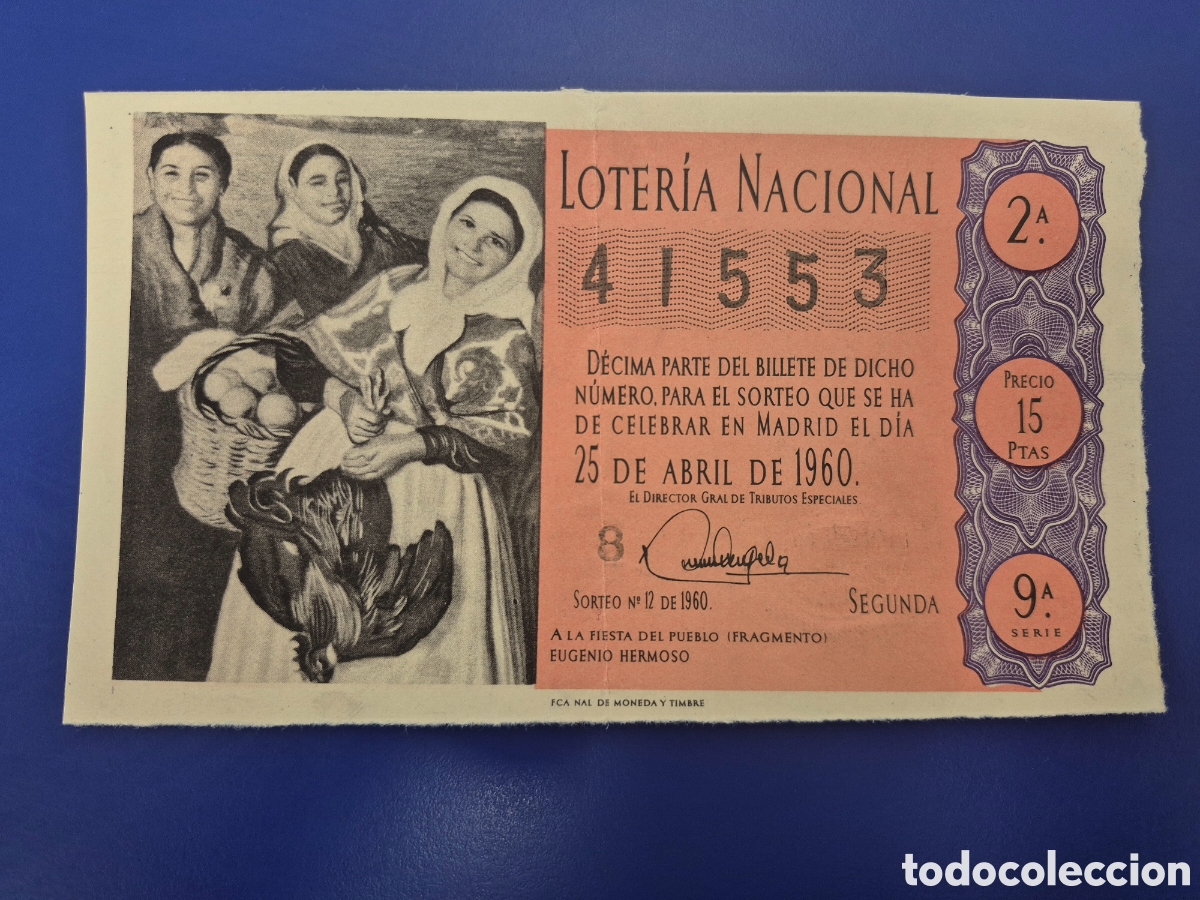 Loter&iacute;a Nacional: LOTERIA NACIONAL SORTEO 12 DE 1960 SERIE 9