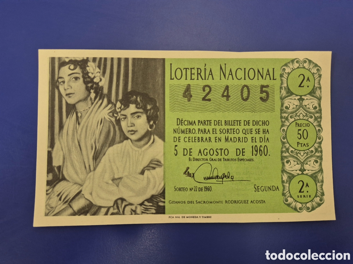 Loter&iacute;a Nacional: LOTERIA NACIONAL SORTEO 22 DE 1960 SERIE 2