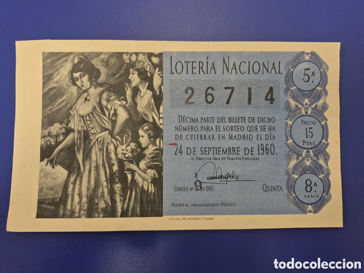 Loter&iacute;a Nacional: LOTERIA NACIONAL SORTEO 27 DE 1960 SERIE 8