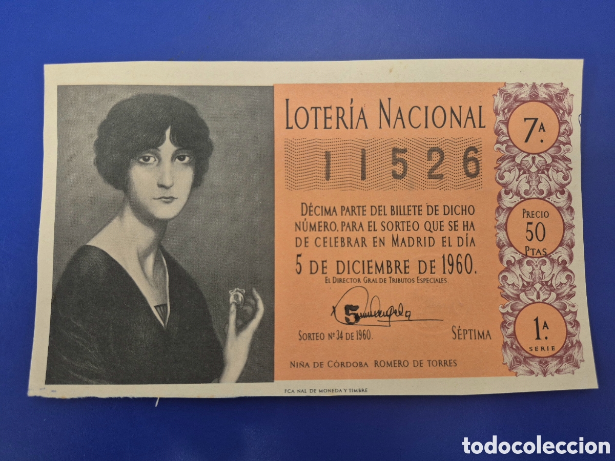 Loter&iacute;a Nacional: LOTERIA NACIONAL SORTEO 34 DE 1960 SERIE 1