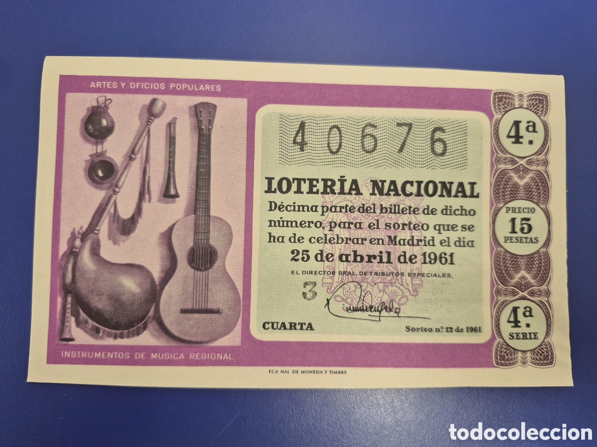 Loter&iacute;a Nacional: LOTERIA NACIONAL SORTEO 12 DE 1960 SERIE 4