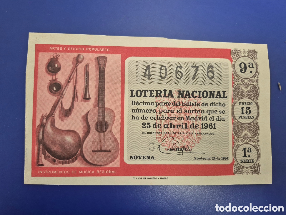 Loter&iacute;a Nacional: LOTERIA NACIONAL SORTEO 12 DE 1960 SERIE 1
