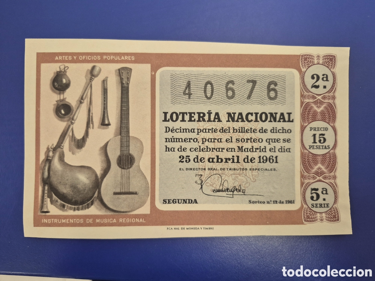 Loter&iacute;a Nacional: LOTERIA NACIONAL SORTEO 12 DE 1960 SERIE 5