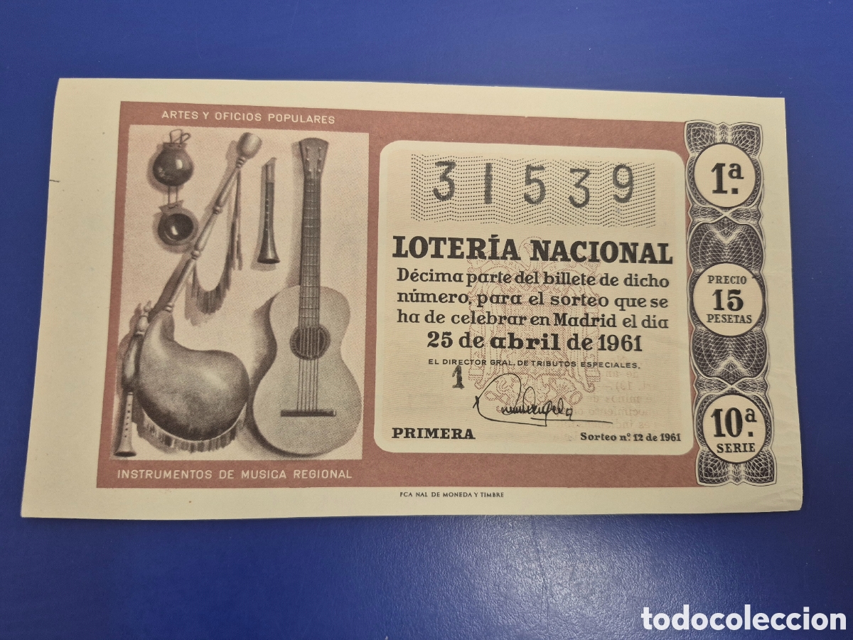 Loter&iacute;a Nacional: LOTERIA NACIONAL SORTEO 12 DE 1960 SERIE 10