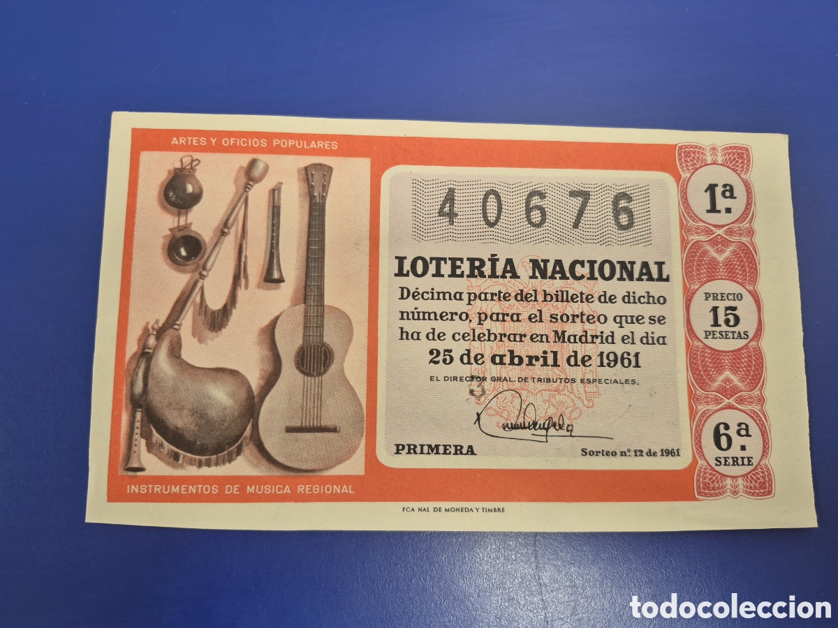 Loter&iacute;a Nacional: LOTERIA NACIONAL SORTEO 12 DE 1960 SERIE 6