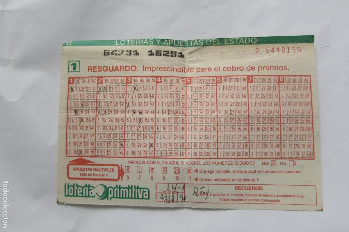 Loter&iacute;a Nacional: Resguardo de loter&iacute;a primitiva a&ntilde;o 1990