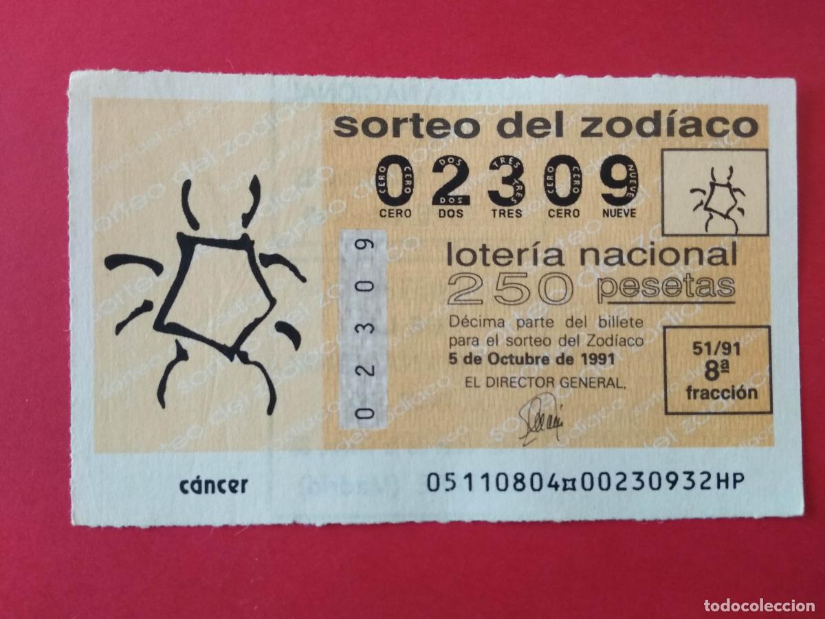 Loter&iacute;a Nacional: DECIMO DE LOTERIA NACIONAL A&Ntilde;O 1991 SORTEO DEL ZODIACO N&ordm; 51 CANCER