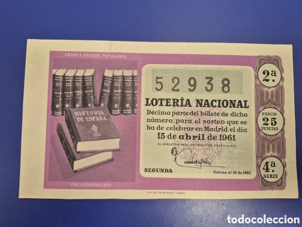 Loter&iacute;a Nacional: LOTERIA NACIONAL SORTEO 11 DE 1961 SERIE 4