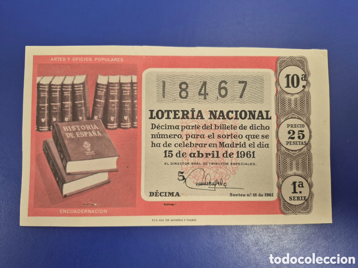 Loter&iacute;a Nacional: LOTERIA NACIONAL SORTEO 11 DE 1961 SERIE 1