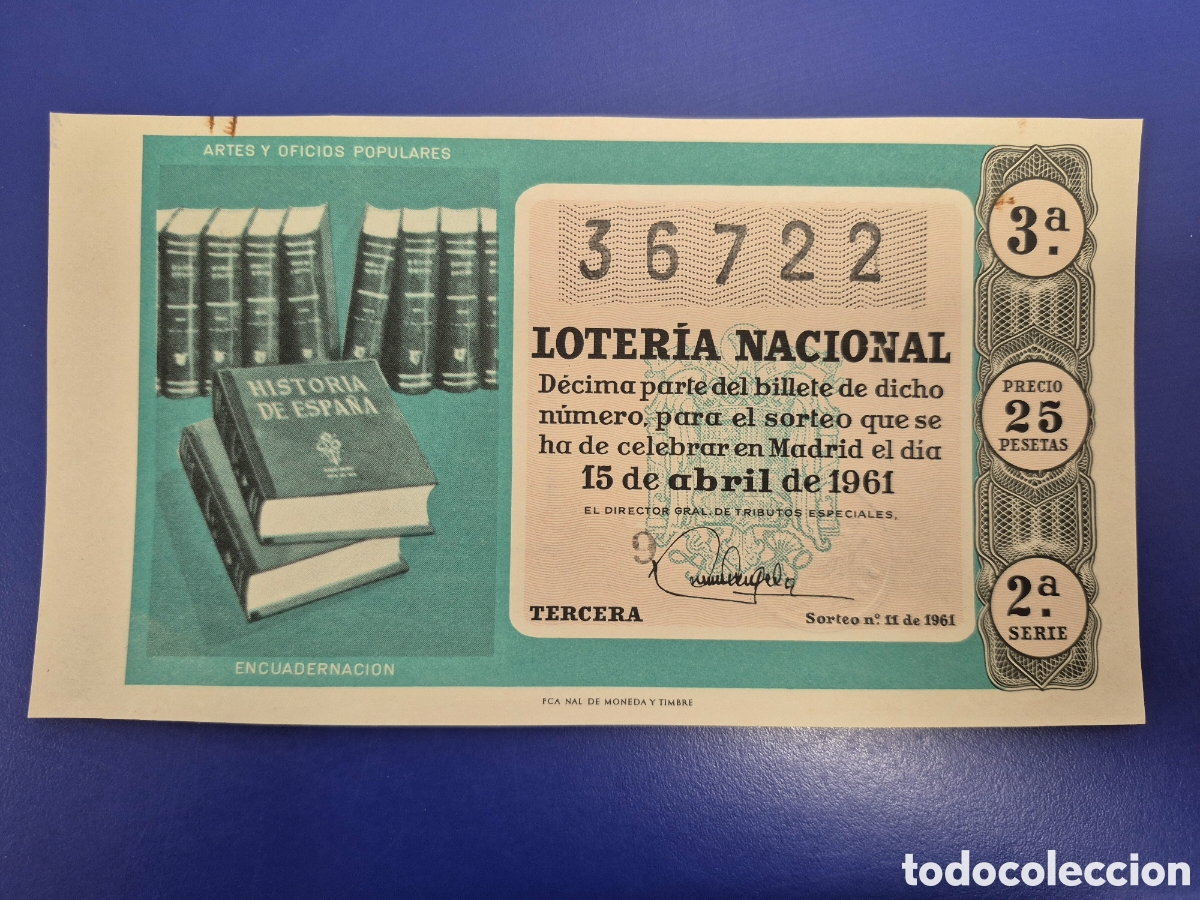 Loter&iacute;a Nacional: LOTERIA NACIONAL SORTEO 11 DE 1961 SERIE 2