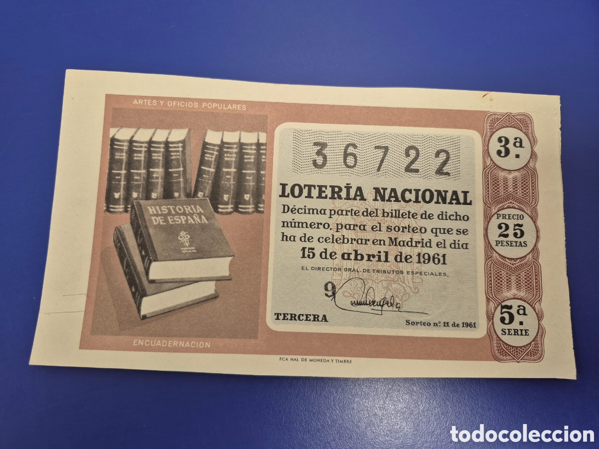 Loter&iacute;a Nacional: LOTERIA NACIONAL SORTEO 11 DE 1961 SERIE 5