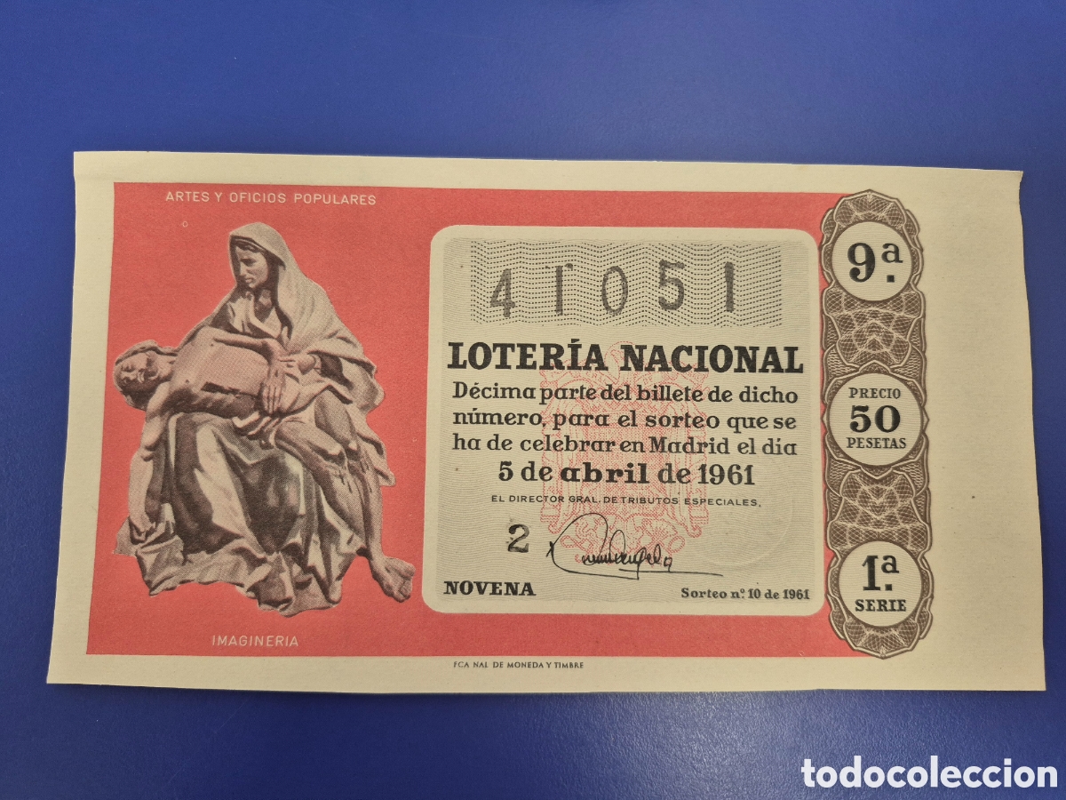 Loter&iacute;a Nacional: LOTERIA NACIONAL SORTEO 10 DE 1961 SERIE 1