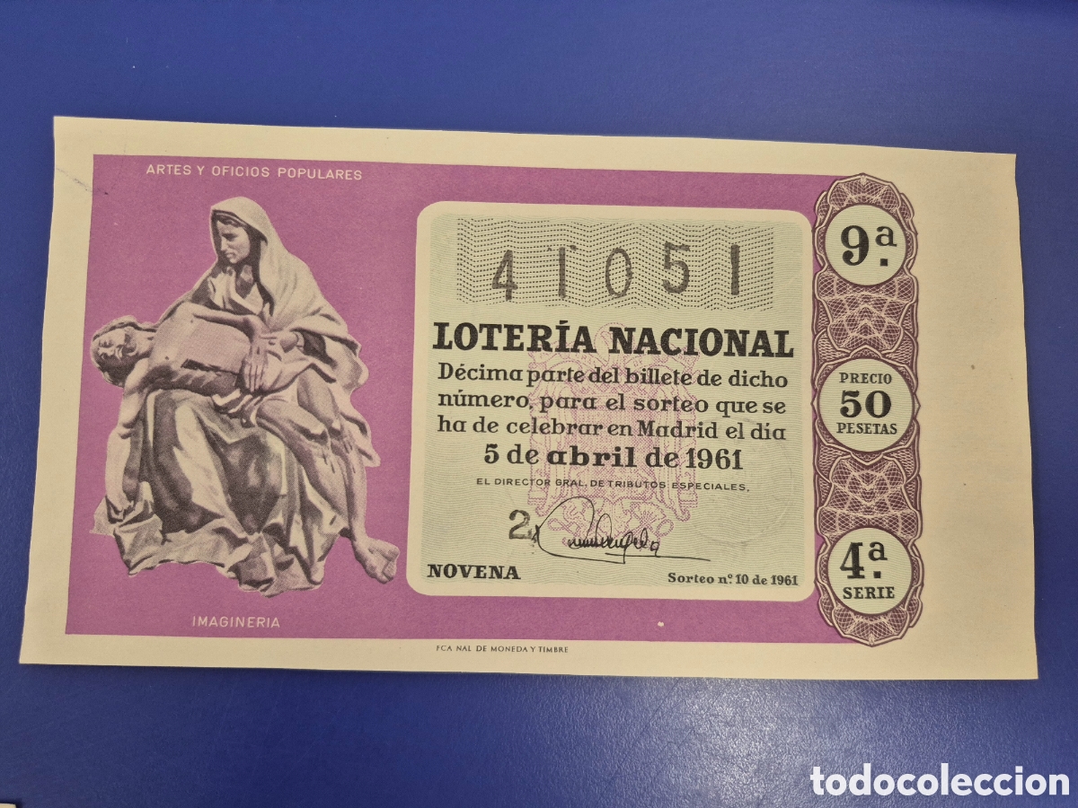 Loter&iacute;a Nacional: LOTERIA NACIONAL SORTEO 10 DE 1961 SERIE 4