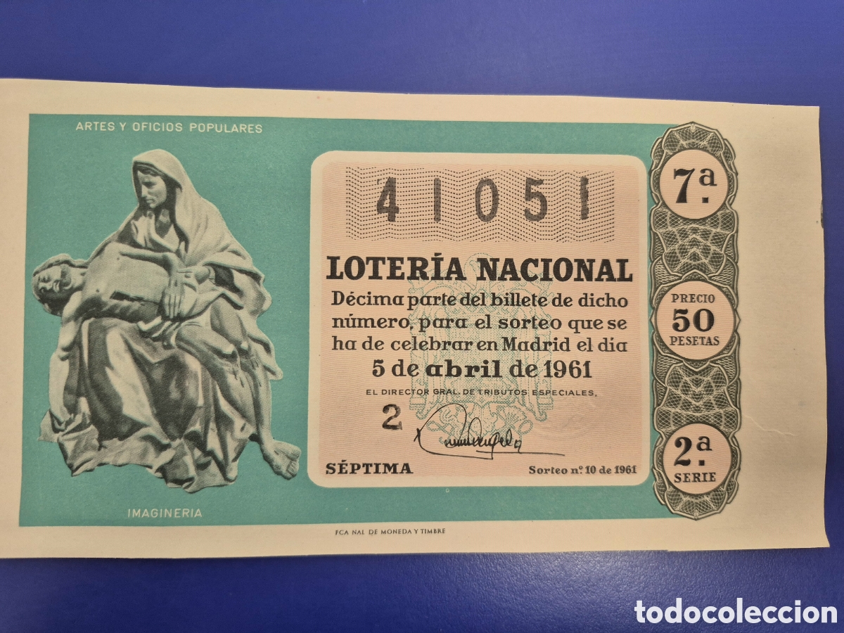 Loter&iacute;a Nacional: LOTERIA NACIONAL SORTEO 10 DE 1961 SERIE 2